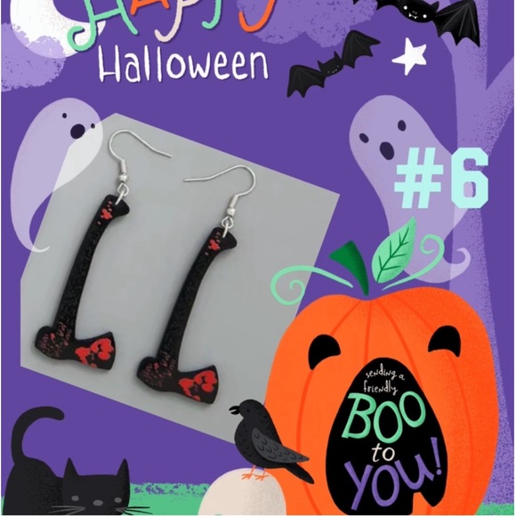 Earrings, Bloody Axe #6, NIP, Horror, Perfect Horror Movie Night Accessory - Picture 7 of 7